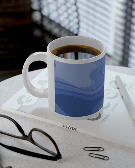 Deep Blue Wavey 20 oz White Glossy Jumbo Mug