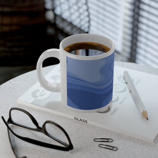 Deep Blue Wavey 20 oz White Glossy Jumbo Mug