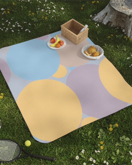 Pastel Baby Blue and Peach Patches 61" × 51" Picnic Blanket