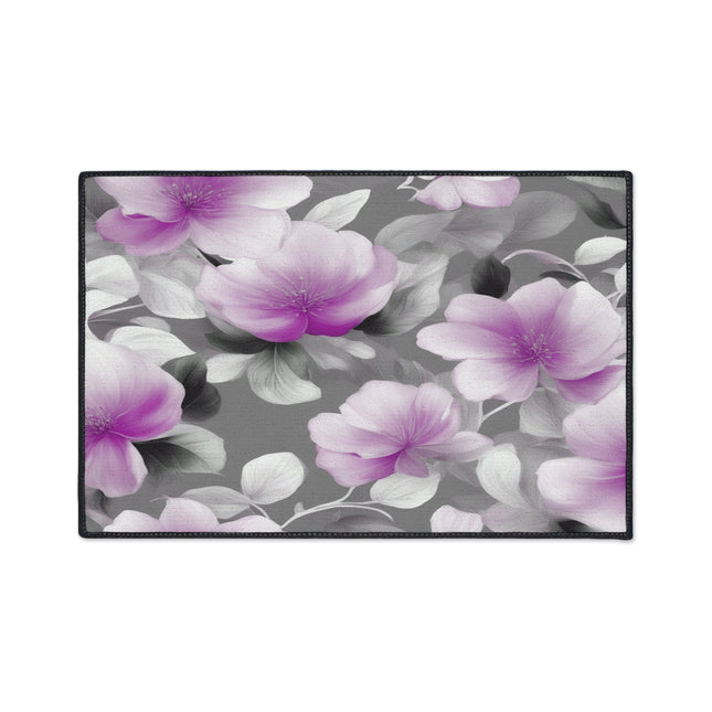 Purple Blossom Floral Bunch Heavy Duty Floor Mat, 18" x 27"