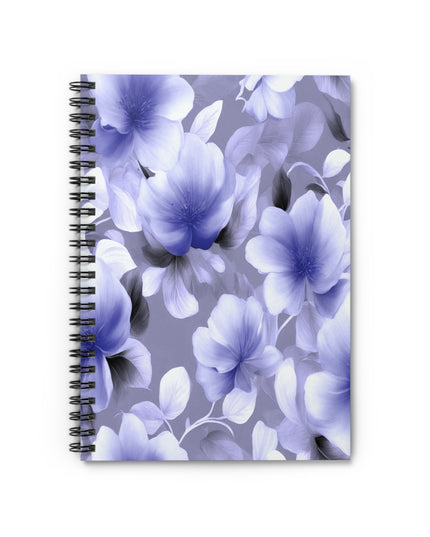 Indigo Blossom Floral Bunch Spiral Notebook - Ruled Line, 6" x 8", 118 pages
