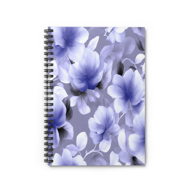 Indigo Blossom Floral Bunch Spiral Notebook - Ruled Line, 6" x 8", 118 pages