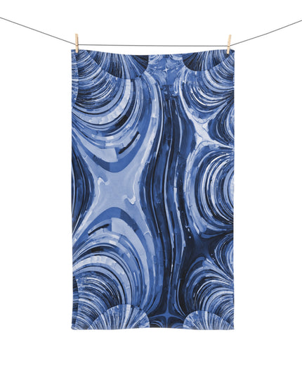 Uzi Spiral Deep Blue Hand Towel, 16" x 28"
