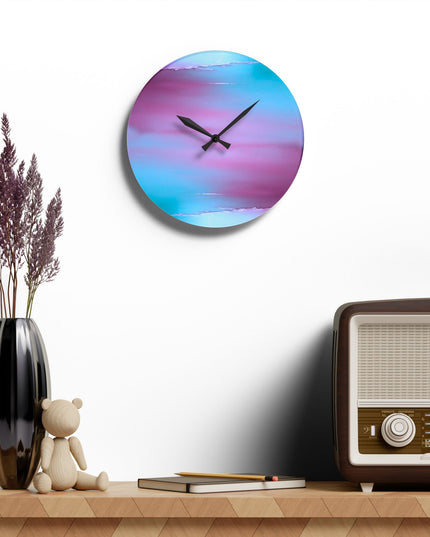 Wine Sea Blue Fog Acrylic Wall Clock, Round or Square, 10.75" x 10.75"