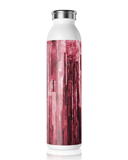 Striped Ruby Slim Water Bottle, 20 oz White