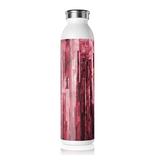 Striped Ruby Slim Water Bottle, 20 oz White