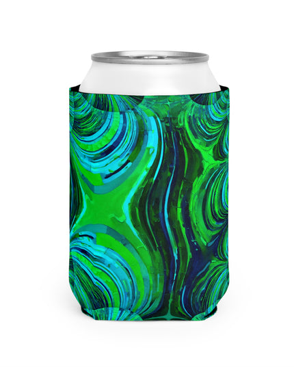 Uzi Spiral Blue Green 12 oz Can Cooler Sleeve