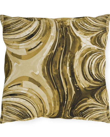 Uzi Spiral Light Brown Outdoor Pillow, 16" x 16"