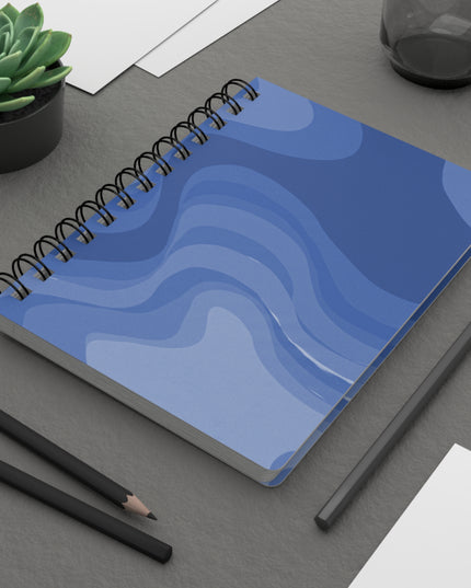 Deep Blue Wavey Spiral Bound Journal, 5" x 7" 150 pages