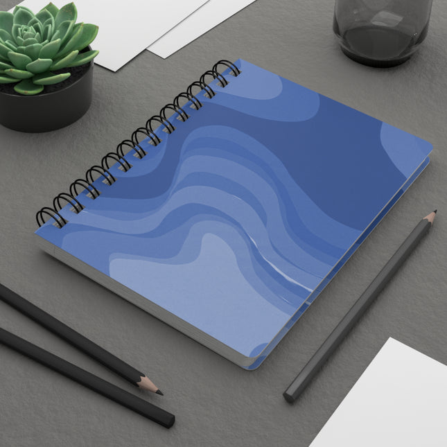 Deep Blue Wavey Spiral Bound Journal, 5" x 7" 150 pages