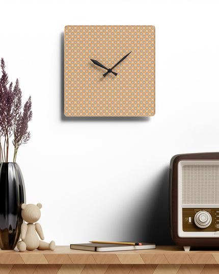 Tan Sunset Star-crossed Bodies Acrylic Wall Clock, Round or Square, 10.75" x 10.75"