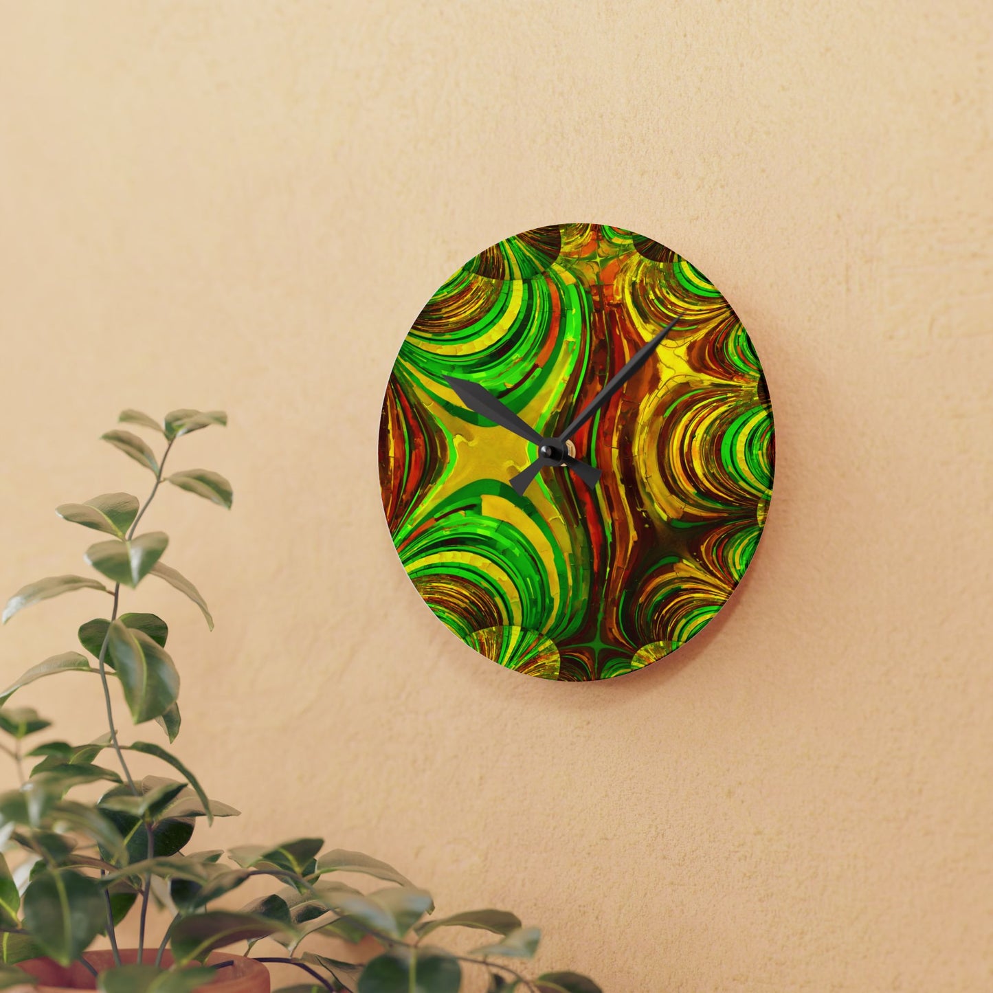 Uzi Spiral Beta Acrylic Round Wall Clock, 8" x 8"