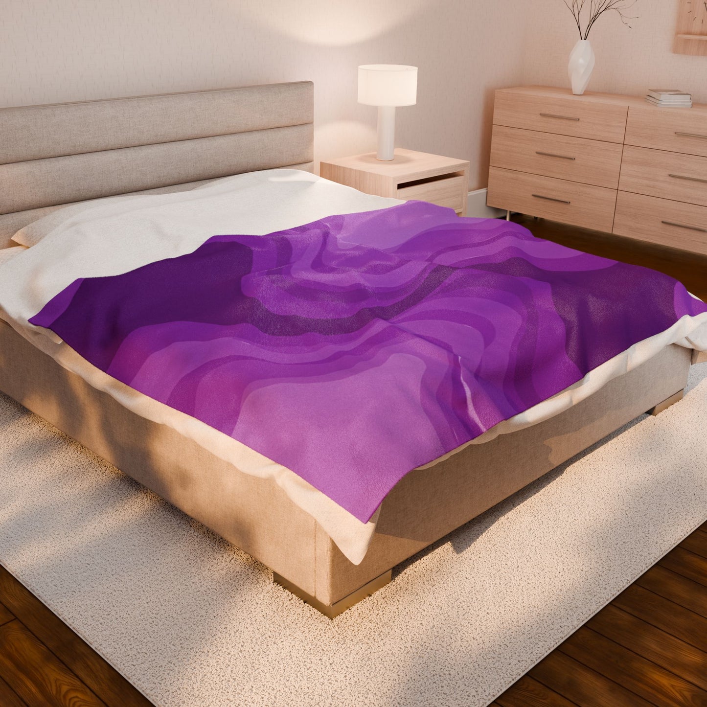 Wavey Purple Wavey Velveteen Plush Blanket, 60" x 80"