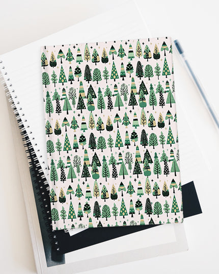 Mini Vintage Green Trees 5" x 7" Journal - 128 Ruled Line pages