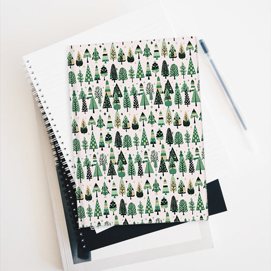 Mini Vintage Green Trees 5" x 7" Journal - 128 Ruled Line pages