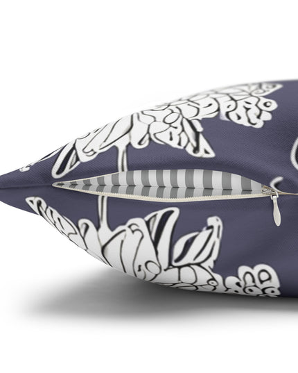 White Floral Butterflies Spun Polyester Square Pillowcase, 14" x 14"
