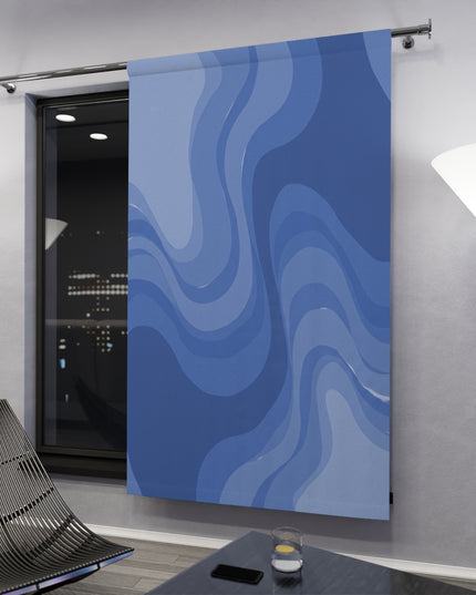 Deep Blue Wavey Window Curtain, 50" x  84", blackout