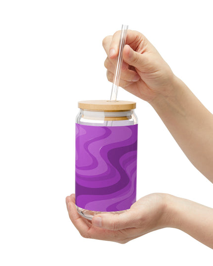 Wavey Purple Wavey Sipper Glass, 16oz