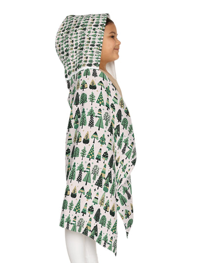 Mini Vintage Green Trees Youth Hooded Towel, 24" x 48"
