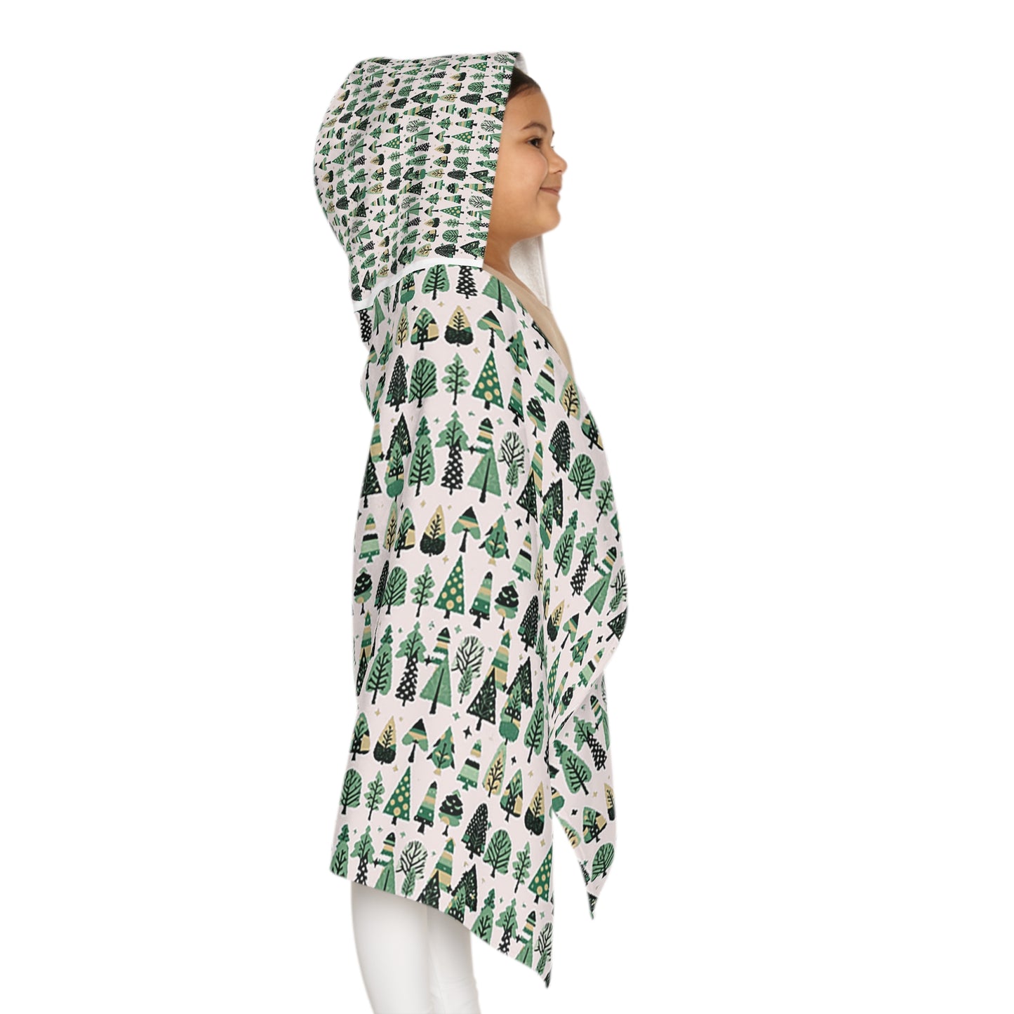 Mini Vintage Green Trees Youth Hooded Towel, 24" x 48"