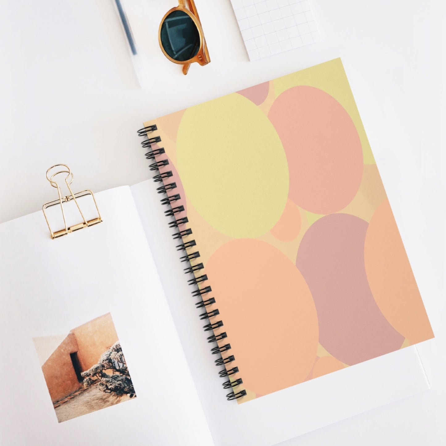 Pastel Hot Peach Patches Spiral Notebook - Ruled Line, 6" x 8", 118 pages
