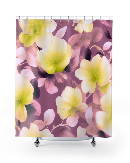 Lemon Blossom Floral Bunch Shower Curtains, 71" x 74"
