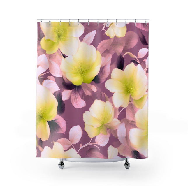 Lemon Blossom Floral Bunch Shower Curtains, 71" x 74"