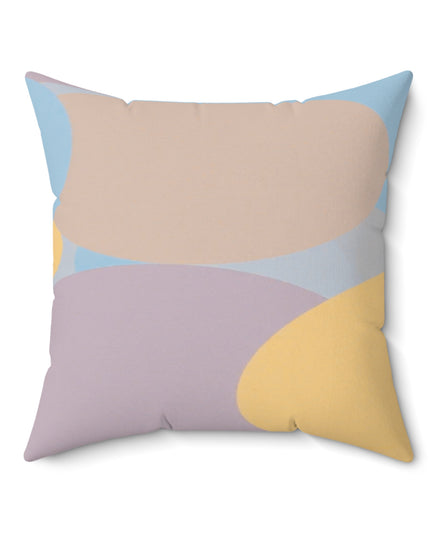 Pastel Baby Blue and Peach Patches 20" x 20" Faux Suede Square Pillow