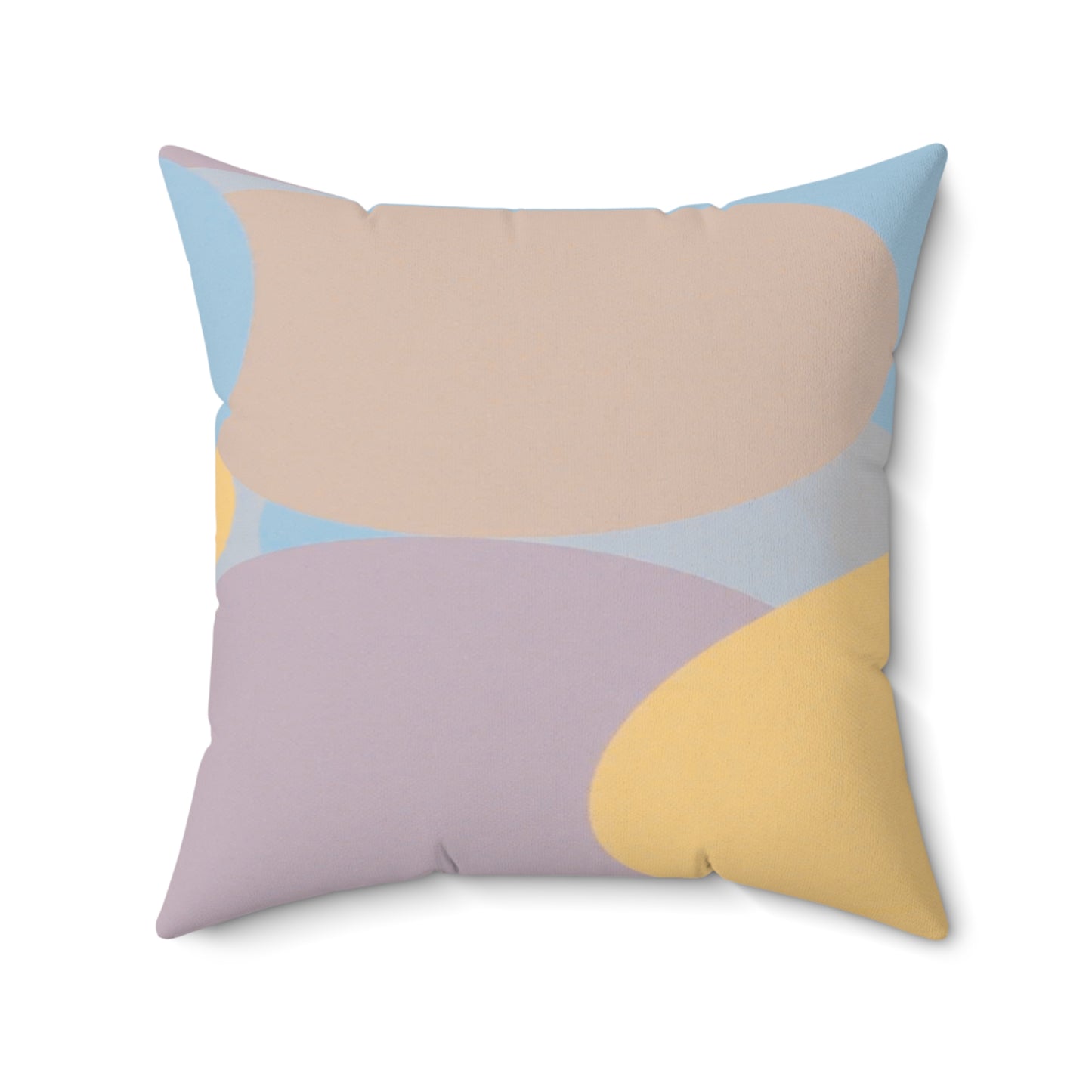 Pastel Baby Blue and Peach Patches 20" x 20" Faux Suede Square Pillow