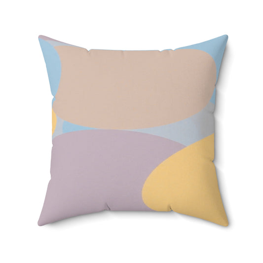 Pastel Baby Blue and Peach Patches 20" x 20" Faux Suede Square Pillow