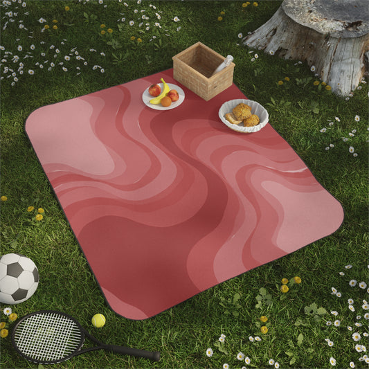 Power Red Wavey 61" × 51" Picnic Blanket