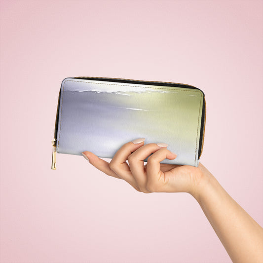 Lavender Sea Golden Fog Elegant Abstract Zipper Wallet - Stylish & Functional Accessory for Everyday Use