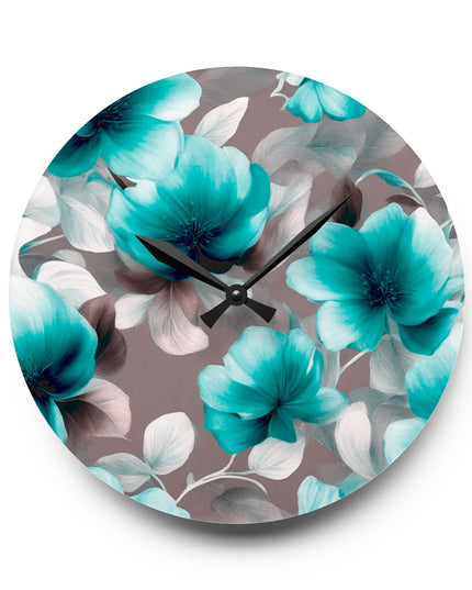 Tif Green Gray Floral Bunch Acrylic Wall Clock, Round or Square, 10.75" x 10.75"