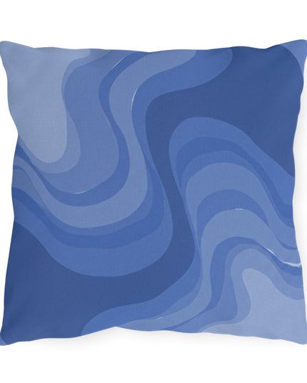 Deep Blue Wavey 16" x 16" Outdoor Pillow