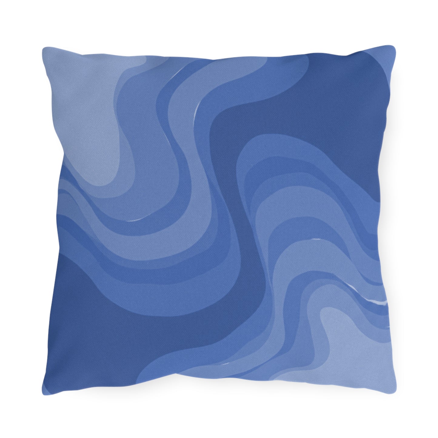 Deep Blue Wavey 16" x 16" Outdoor Pillow
