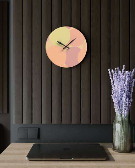 Pastel Hot Peach Patches Acrylic Wall Clock, Round or Square, 10.75" x 10.75"