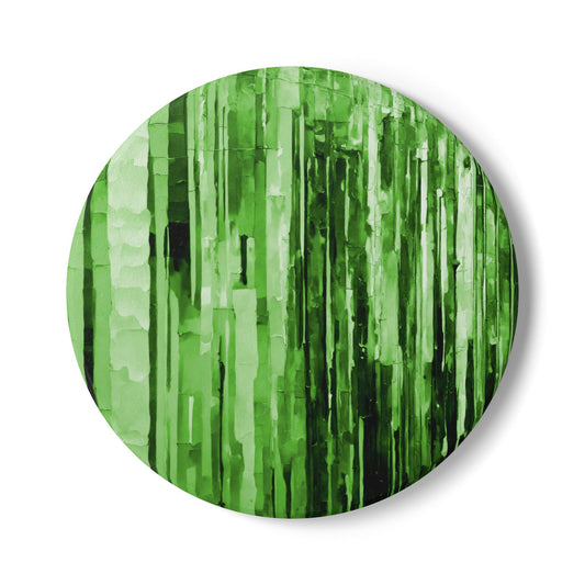 Striped Mint Pastel 4" x 4" Round Ceramic Coaster
