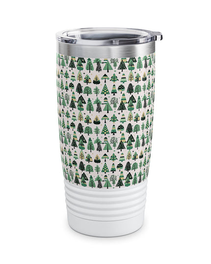 Mini Vintage Green Trees Ringneck Tumbler, 20oz in white