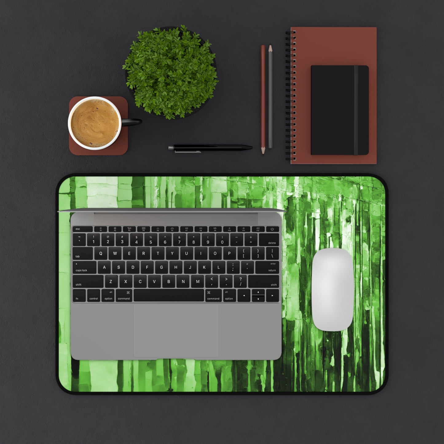 Striped Mint Pastels 12" x 18" Desk Mat