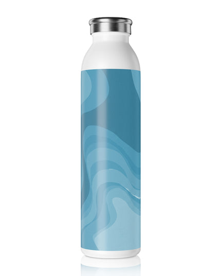 Sky Blue Wavey Slim Water Bottle, 20 oz White