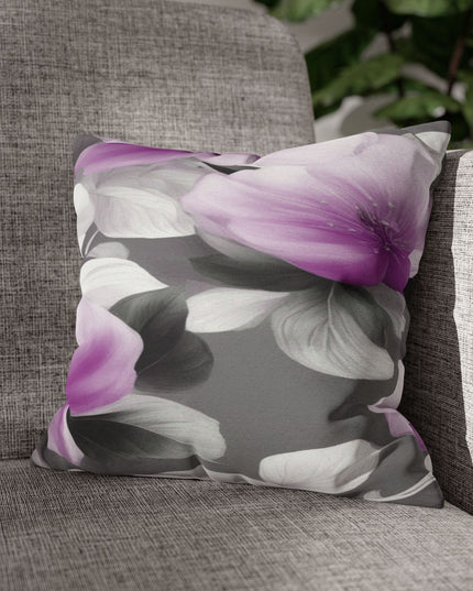 Purple Blossom Floral Bunch Spun Polyester Square Pillowcase, 14" x 14"