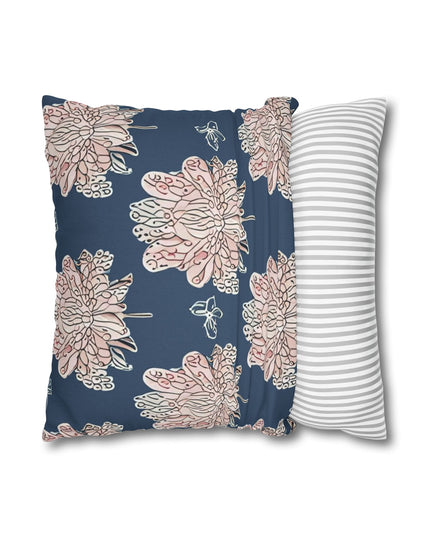 Rose White Floral Butterflies Spun Polyester Square Pillowcase, 14" x 14"