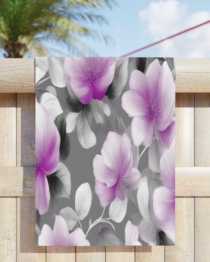 Purple Blossom Floral Bunch Beach Towel, 24" x 44"
