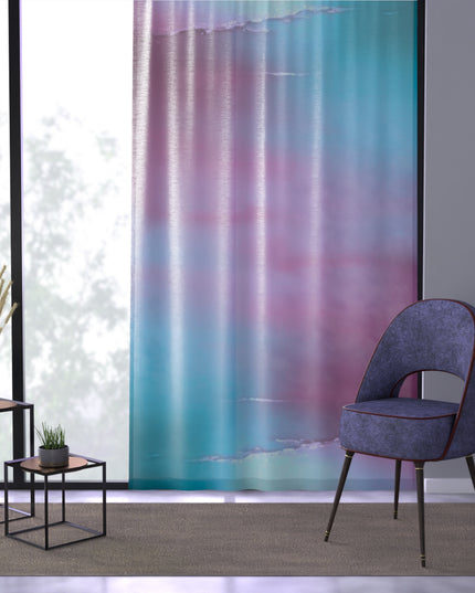 Wine Sea Blue Fog Window Curtain, 50" x 84", partially transparent
