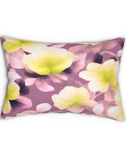 Lemon Blossom Floral Bunch Spun Polyester Lumbar Pillow, 20" x 14"