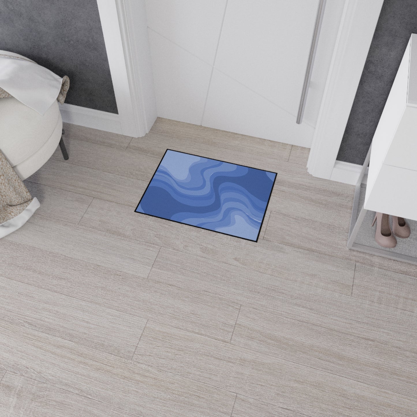Deep Blue Wavey 18" x 24" Heavy Duty Floor Mat