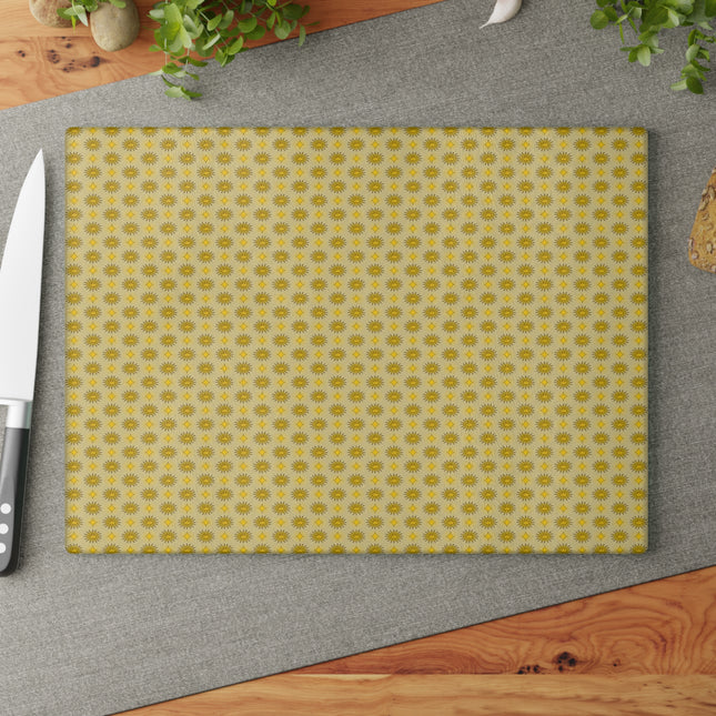 Lemongrass Star-crossed Bodies Glass Cutting Board, 11" x 15"