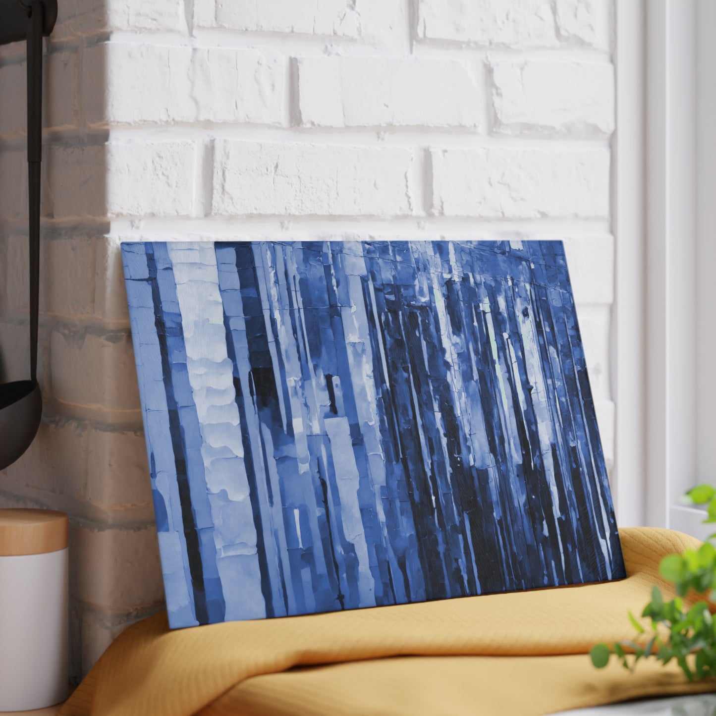 Striped Deep Blue 8" x 11" Glass Cutting Board
