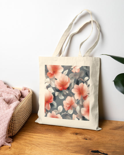 Red Blossom Floral Bunch Cotton Canvas Tote Bag