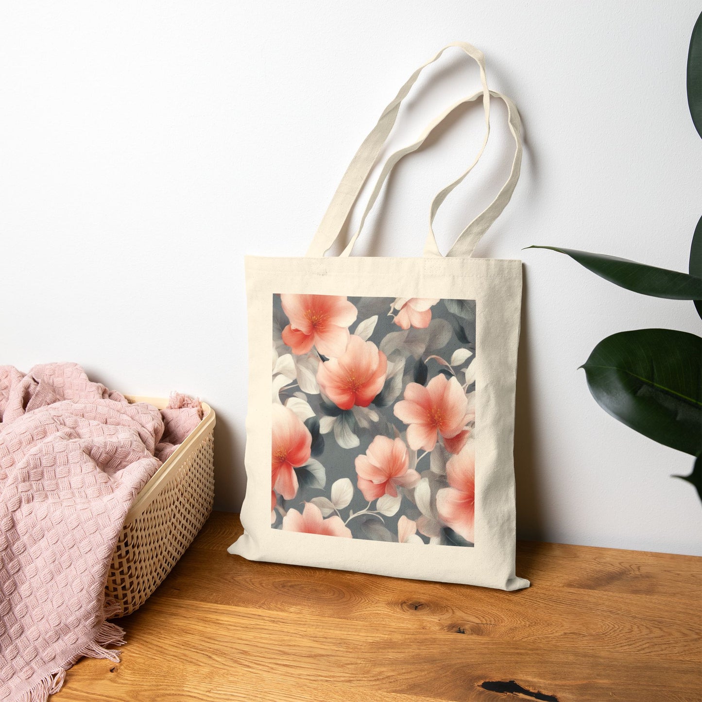 Red Blossom Floral Bunch Cotton Canvas Tote Bag